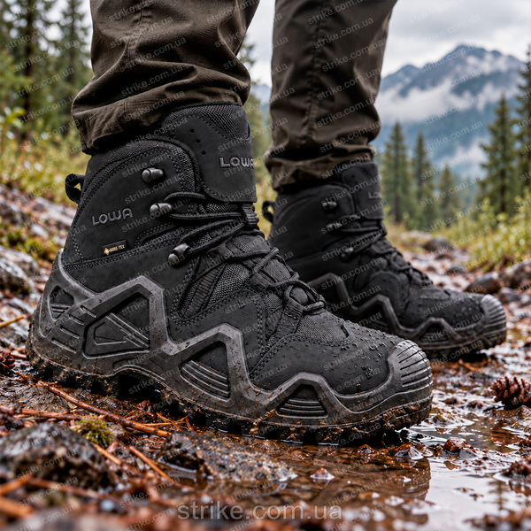 Черевики тактичні LOWA Zephyr GTX Mid TF чорні демісезонні з мембраною Gore-Tex Ботинки Lowa черные нубук фото