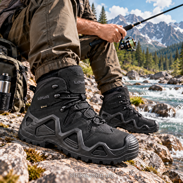 Черевики тактичні LOWA Zephyr GTX Mid TF чорні демісезонні з мембраною Gore-Tex Ботинки Lowa черные нубук фото