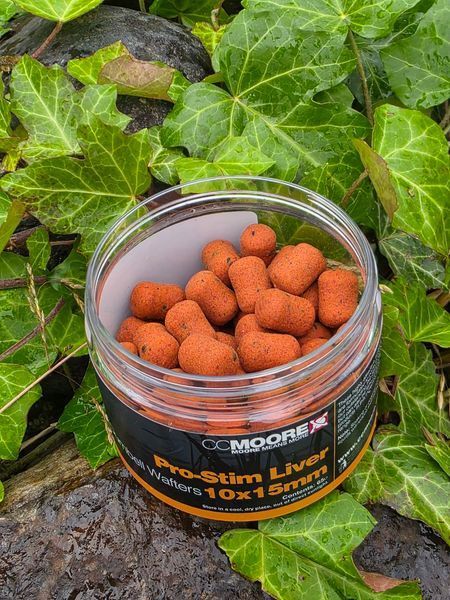 Вафтерсы CC Moore Pro-stim liver Dumbell Wafters 10x15mm (65шт), насадочные бойлы CCMoore (колбаски с печенью) 90605 фото