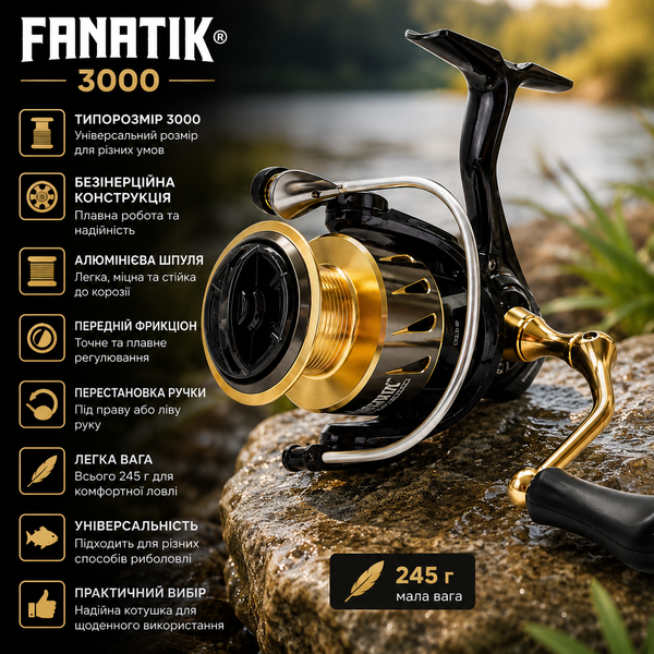 Котушка рибальська Fanatik Major 3000 безінерційна з алюмінієвою шпулею KFEGOI2000 фото