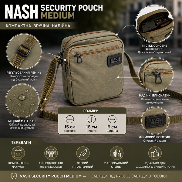 Мужская барсетка Nash Security Pouch Medium T3581 фото